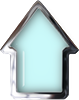 light blue arrow with chrome frame png transparent
