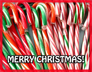 candy canes with Merry Christmas