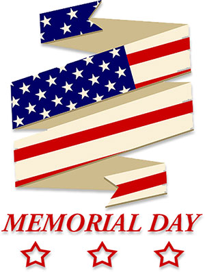 Memorial Day with American flag ribbon