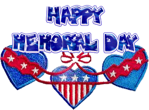 Memorial Day animation with hearts and stars
