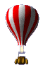 red and white hot air balloon