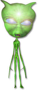 green space alien with horns