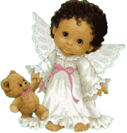 angel with her teddy bear