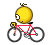 smiley riding a bicycle