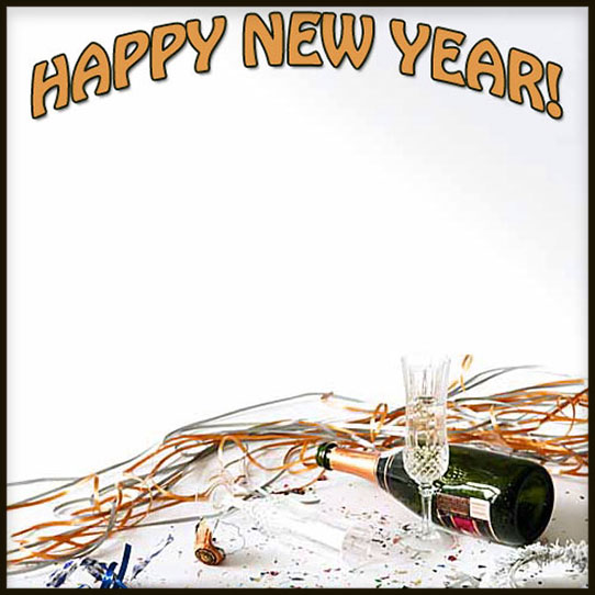 New Year Border champagne