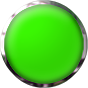 green glass button with chrome trim