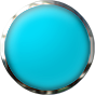 round button light blue with chrome trim