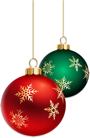 red, green ornaments