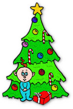 Christmas tree and child