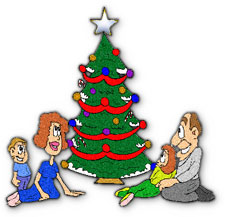 Christmas tree and family