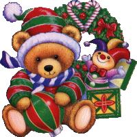 Christmas bear with toys