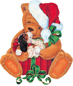 Christmas bear with a puppy