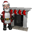 Santa by fireplace