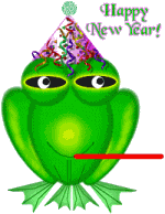 frog celebrating new year animation