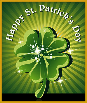 Happy St. Patrick's Day with 4 leaf clover