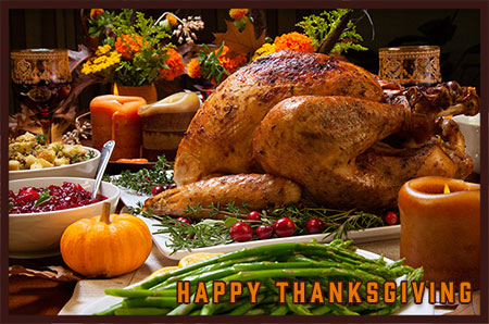 Happy Thanksgiving with turkey dinner