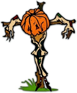 scarecrow with pumpkin head