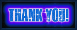 blue and white thank you animation with flashing stars
